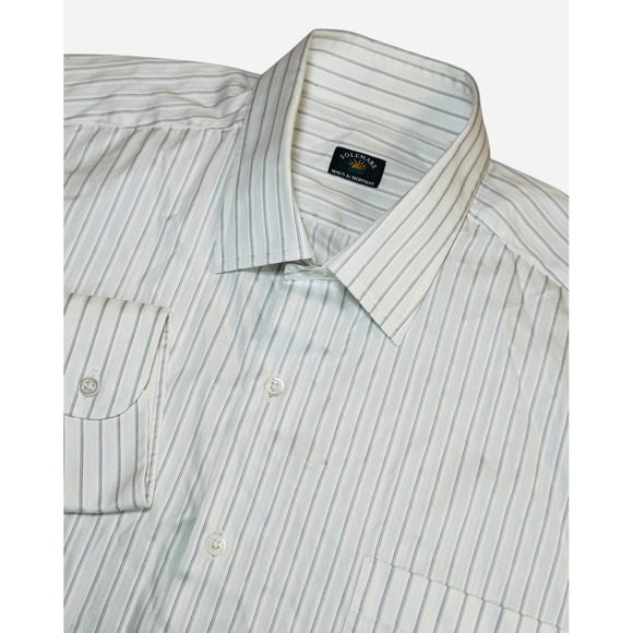 Solemare Maus & Hoffman Swiss 2-Ply Cotton Striped Dress Shirt Mens 17 1/2/44 - Picture 1 of 11